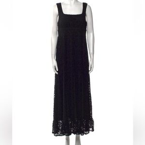 Anne Fontaine Sleeveless Black Lace Crochet Maxi Dress Size 44 US Size 12